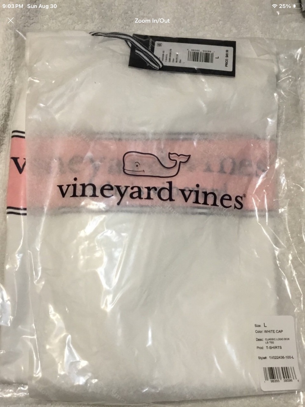 Vineyard Vines Classic Logo Box White Long Sleeve Choose A Large or XL